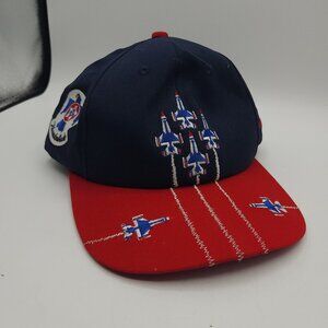 Vintage USAF Thunderbirds Strapback Air Force Flightline Embroidered US Cap